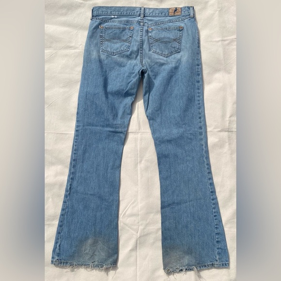 Y2K Abercrombie & Fitch Light Wash Wide Leg Flare Jeans Distressed 12L - Picture 2 of 11